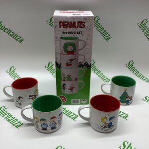 Zak Designs Peanuts Ceramic Christmas Mug Cup Stackable Snoopy 15 oz 4 Pack